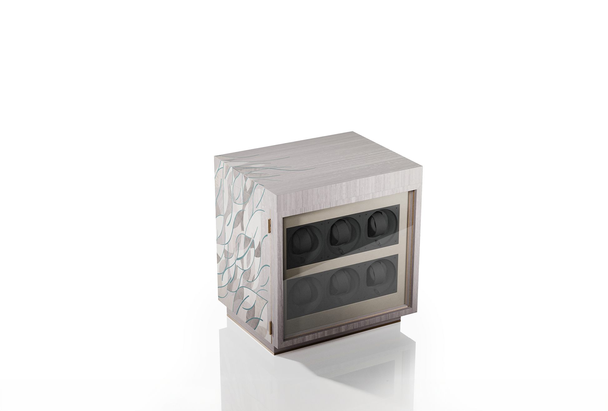 Procreo Agito watch winder box glass window six winders closed grey.