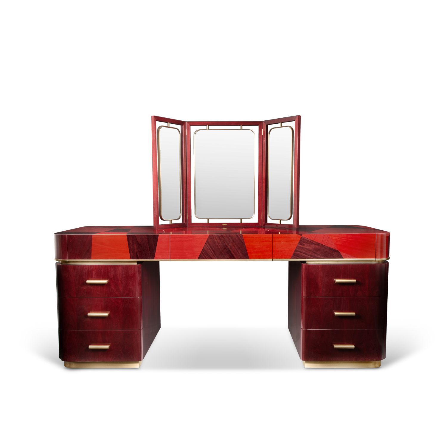 Procreo Spadille Desk Front View With Mirror.