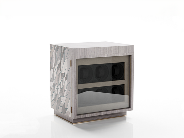 Procreo Agito watch winder box glass window six winders closed grey.